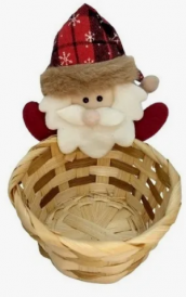 Cesta Palha Bonecos - Papai Noel Natal