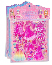 Cartela de adesivos 3d princesas Rosa