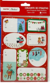 Conjunto de Etiquetas para presente de Natal - Vermelho II