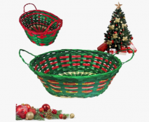 Cesto de Bambu Oval com Alça - Natal