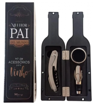 Para o melhor pai do mundo - Kit de acessórios para vinho 3 peças