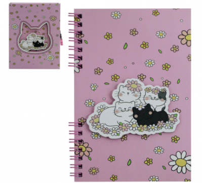 DIARIO GATINHA COM CADEADO + GLITTER