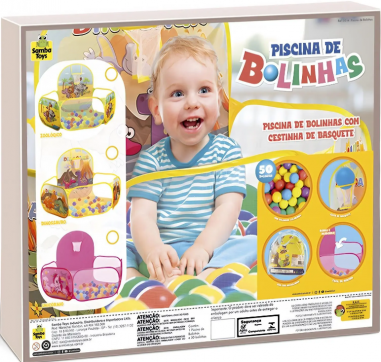 Piscina de bolinhas com cestinha de basquete