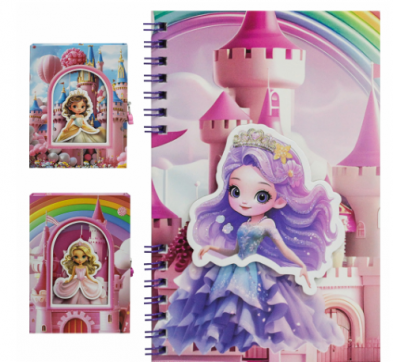 DIARIO PRINCESA COM CADEADO + GLITTER